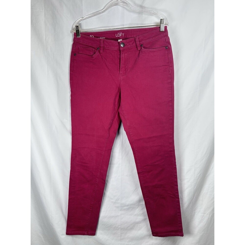 LOFT Ann Taylor Curvy Skinny Denim Pants Rasperrby Pink Size 10 Mid Rise Jeans